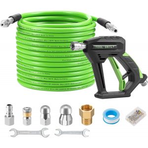 MEVRONISSHOP-15M Tuyau D&eacute;boucheur Canalisation pour Nettoyeur Haute Pression avec Pistolet de Lavage, Tuyau de D&eacute;bouchage 1/4"" NPT, 3 Buses de Jet d'&Eacute;gout, 250 bar (3600 PSI) - Neuf