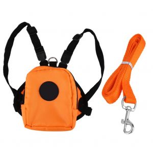 Hjlian Sac A Dos Pour Petit Chien, Sac De Rangement Pour Collations, Harnais Avec Laisse (Orange L) - Neuf