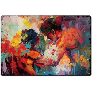 Plaque Metal Vintage De Boxe Peinture &Agrave; L'Huile Plaque Murale Decorative Sports Color&eacute;s Plaques Murales En M&eacute;tal Panneaux Amusants D&eacute;coration Vintage Art Mural De Salle De Sport Deco Vintage - Neuf