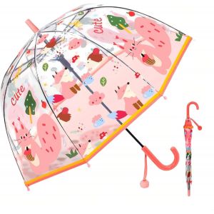 Parapluie Pour Enfant Avec Toit En D&ocirc;me - Design L&eacute;ger Et Mignon - Protection Contre Le Vent Et La Pluie - En Forme De Cloche - Transparent - Cadeaux Pour Enfants - Neuf