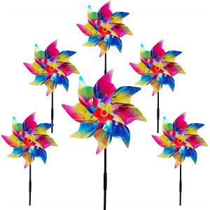 MEVRONISSHOP-Lot de 6 moulins &agrave; vent r&eacute;fl&eacute;chissants pour jardin fruitier et balcon - D&eacute;coration de jardin pour jardin, cour, balcon - Neuf
