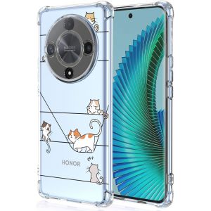 Kal-Coque Pour Honor Magic 6 Lite 5g Mignon Dessin Animé Chat Motif Mode Dessin, Housse Étui Transparent Antichoc Ultra-Mince, Tpu Bumper Case - Kitten - Neuf