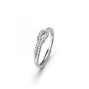 Bague Pour Femme En Argent 925, Élégante Bague D'amitié Avec N?ud D'amour, Bague En Oxyde De Zirconium, Bague Réglable Pour Femme - Neuf