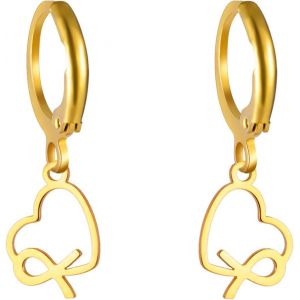 Kal-Boucles D'oreilles En Forme De C?ur Délicat Pour Femmes Pendentif En Ruban Rose, Ruban De Sensibilisation Au Cancer Du Sein Bijoux De Survie Pour Femmes - Neuf