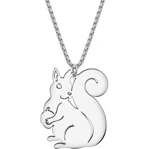 Kal-Collier D'écureuil Mignon De Noël En Acier Inoxydable Plaqué Or 18k Pendentif Pour Femmes Filles Enfants Bijoux D'animaux Cadeaux Pour Décorer Les Fêtes De Fin D'année - Neuf