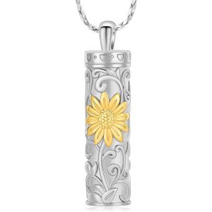Trahoo-Collier Urne Funéraire Tournesol Pour Cendres, Urne Commémorative, Bijou Cylindrique, Barre En Acier Inoxydable Pour Homme/Animal De Compagnie, Souvenir Pour Les Amateurs De Cendres Pour - Neuf