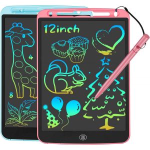 KALTD-Tablette Dessin Enfant 2 Pack,Tablette Graphique De 12 Pouces Pour Enfants,Jeux Ardoise Magique Cadeaux Parfaits Pour Les Garçons Et Les Filles 3 4 5 6 7 8 9 10 11 12 Ans (Rose+Bleu) - Neuf