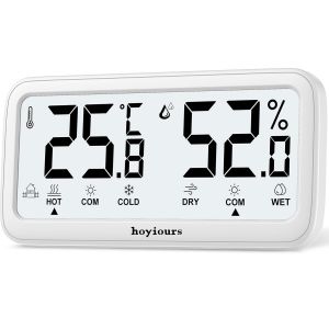 Thermometre Interieur, Thermom&egrave;tre d'int&eacute;rieur hygrom&egrave;tre, moniteur de temp&eacute;rature et d'humidit&eacute; avec deux capteurs pour chambre de b&eacute;b&eacute;, chambre &agrave; coucher, animaux domestiques, serre - Neuf