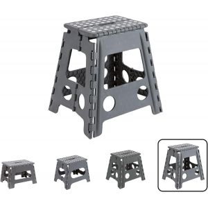 SUBZONAL-TB-039-G Tabouret Pliant Multiusage, Marchepied, 39 cm de Hauteur, Gris - Neuf