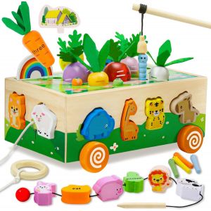 ERYI-® Jouet Bebe 1 An, Jeux Montessori 1 2 3 Ans, 6 En 1 Jouet Éducatif Enfant, Jouet En Bois Jeu De Ferme Pour Cadeau Fille Garcon Bébés1 2 3 4 Ans - Neuf