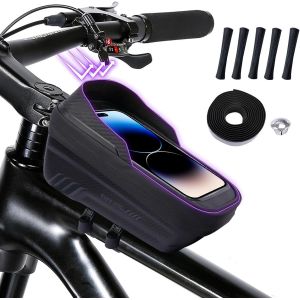 KALANKA-Sacoche de Cadre de vélo,Sacoche Vélo Étanche avec Écran Tactile en TPU et Pare-Soleil,Sac Cadre Vélo Téléphone pour Smartphone sous 6,8'',pour Navigation et Accessoires de Vélos - Neuf