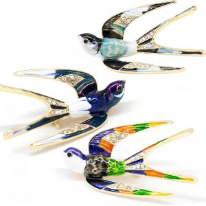 Kjdal-Caili 3 Pcs Broche Hirondelle,Broche Animali&egrave;re R&eacute;tro Superbe,Broche En Alliage+Strass+Goutte &Agrave; Goutte,L'ornement Parfait Pour Hommes Et Femmes,Alliage+Strass+D&eacute;goulinant,Alliage+Strass - Neuf