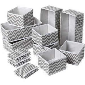 Lot de 12 Organisateur de Tiroir Pliable Non-tiss&eacute; pour sous-v&egrave;tements,Soutien-Gorges,Cravates,Chaussettes Bo&icirc;te de Rangement &agrave; Compartiment Gain de Place (12 Pi&egrave;ces,Gris) - Neuf