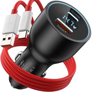 120W Chargeur Voiture Rapide Avec 1M C&acirc;ble Usb C Pour Realme Gt 7 Pro 7T 6T, Chargeur Supervooc Allume Cigare Usb Pour Oppo Reno10 Pro + Find X5 Pour Oneplus 12 12R 11 Norte 2T - Neuf