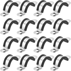 Kalanka-16pcs 18mm/0.71 Pouce Colliers De Câble, Colliers De Sangle En U En Acier Inoxydable 304 Avec Coussin En Caoutchouc Pour Tuyau, Fixation De Câblage - Neuf