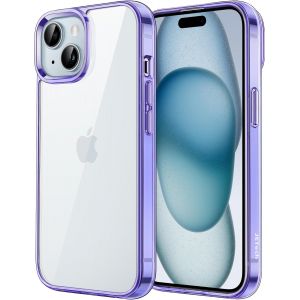 AYU-Coque pour iPhone 15 6,1 Pouces, Anti-Jaunissement Étui de Protection Antichoc, Housse Anti-Rayures Dos Transparente (Violet Clair) - Neuf