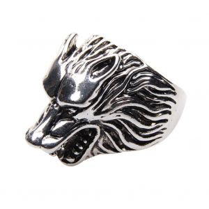 Bague En Alliage Personnalisee Pour Homme, Tete De Loup, Style Retro, Accessoire De Bijouterie (19 Mm) - Neuf
