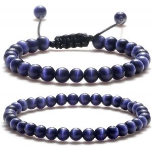 Eryi-2 Pièces Bracelet Pierre Naturelle Femme Bracelet Perles 6mm Élastique Bracelet De Pierres Précieuses Naturelles Réglable Bracelet Perles Cristal Bracelet - Neuf