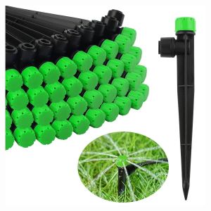 Goutteurs d'eau D'irrigation, Émetteurs Goutte à Goutte Réglables Irrigation Goutte à Goutte à Micro-débit Système D'arrosage à 360 Degrés pour Tube 4mm/7mm (Vortex-100P, Vert) - Neuf