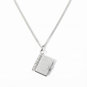 Collier Pendentif M&eacute;daillon De Livre Vierge En Acier Inoxydable Pour Les Colliers De Bricolage Pour Femmes - Neuf