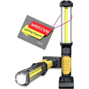 MEVRONISSHOP-Lampe Mecanicien 1500 Lumens Sans fil Classe A+++, Lampe de Travail Rechargeable COB avec Base Magn&eacute;tique/Crochet - Baladeuse LED Puissante pour Garage, Jaune - Neuf