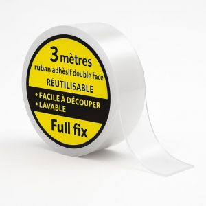 Double Face Extra Fort,Ruban Adhésif Nano Tape ¿ Rouleau 3M X 2Cm ¿ Adhésif Puissant Réutilisable, Transparent, Lavable ¿ Fixation - Neuf