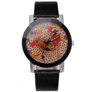 Personnalité Simple Design Cadran Rond Pu Cuir Casual Style Couple Montre (Couleurs) - Neuf
