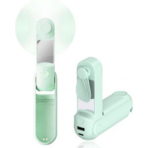 KALANKA-Mini Ventilateur Portatif 5-en-1, Silencieux et Rechargeable par USB, Powerbank 2500 mAh, Autonomie Max 12-48H, Écran LED, Avec Chargeur Portable, Pour Femme et Fille (Vert) - Neuf