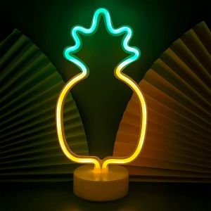 Ananas Lumi&egrave;res Led Enseignes Au N&eacute;on Lights Avec Base Veilleuses Led Neon Lights Batterie Usb Op&eacute;ration Veilleuses, Night Light Pour Enfants, No&euml;l, Anniversaire, Salon, Chambre, Saint Valentin - Neuf