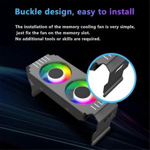 D50 ARGB Sync Refroidisseur de dissipateur thermique Module de m&eacute;moire 4 broches Refroidissement Dual Fans ARGB Light Refroidisseur de refroidissement &agrave; m&eacute;moire - Neuf