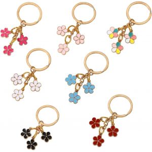 KAL-7 Pièces Porte-Clés En Forme De Fleur Pour Femme, Porte Clef Femme, Porte Clé Personnalisé, Porte-Clés Marguerite, Porte Clé, Pour Femme Accessoires De Sac À Main, Sac À Dos - Neuf