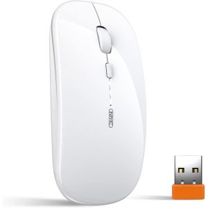 NSIECD-Souris sans fil rechargeable, [mise &agrave; niveau], souris ultra mince Silent 2.4G souris sans fil 1600 DPI avec r&eacute;cepteur USB pour ordinateur portable PC PC Tablette Mac, Niveau de batterie Visibl - Neuf