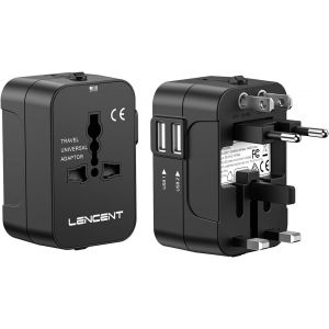 JGD-Adaptateur de Voyage Universel Prises Anglaise Europe Americaine Australie Prises Internationale avec 2 Prise &eacute;lectrique USB pour Plus de 200 Pays - Neuf