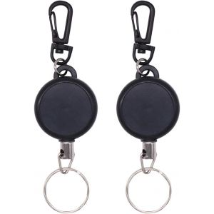 Lot De 2 Porte-Clés Rétractables De 60 Cm, Câble En Acier, Cordon Extensible, Robuste, Noir-Générique - Neuf