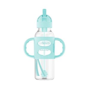 Bouteille Etroite Milestones De 227 Ml Avec Paille Et Poignees En Silicone - 6 Mois Et Plus - Vert - Neuf