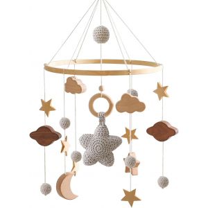 Eryi-Mobile Pour Bébé, Feutre Mobile, Table À Langer Mobile, Mobile Pour Lit, Papier Mobile, Feutre Pour Bébé, Cloche De Lit Pour Bébé, Étoile Mobile, Cadeau Pour Bébé - Neuf