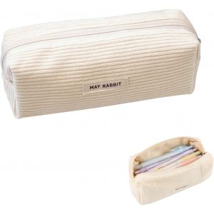 Deepton Trousse Tissu Cordon,Trousse Adolescent école,Trousse Stylo,Grande capacité de Stockage Trousse Stylo,Adolescent pour Trousse de Toilette (Blanc) - Neuf