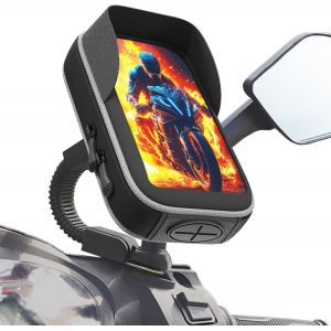 Kal-Support Telephone Scooter Moto Retroviseur Fixation Universelle Incassable Pour Retroviseurs Moto Coque Etanche Avec Visiere Antireflet Et Compatible Avec Les Smartphones Jusqu'a 7,5 - Neuf
