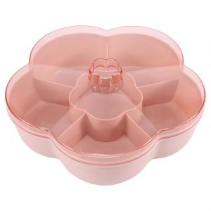 Bo&icirc;te De Rangement De Collation,Plateau De Collation En Forme De Fleur Avec Couvercle,Bo&icirc;te De Stockage De Nourriture,R&eacute;cipient De Bo&icirc;te De Fruits,Rose - Neuf