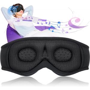 JGD-Masque de sommeil 3D avec casque Bluetooth - Pour dormir sur le c&ocirc;t&eacute; - Casque de sommeil pour les voyages, la m&eacute;ditation, cadeaux, gadgets pour hommes et femmes - Noir - Neuf