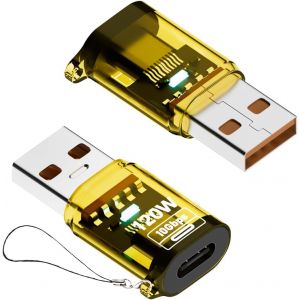 lbgwp60-Lot De 2 Adaptateurs Usb Vers Usb-C Pd 120 W Type C Mâle Vers Usb A Femelle 10 Gbps Transfert De Données Et Charge Rapide Compatible Avec Ordinateur Portable, Téléphone, Tablette Et Pc (Mâle - Neuf