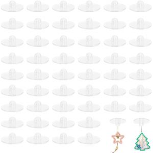 Lot de 50 crochets de plafond autocollants,crochets de suspension en forme de petit disque,crochets à ventouse,crochets de plafond transparents,crochets muraux pour magasin,maison,affiche,mât - Neuf