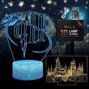 Trahoo-2 En 1 Veilleuse,Veilleuse Pour Enfants,3d Led Illusion Lampe,Avec 16 Couleurs Changeantes Et Télécommande,Chambre D'enfant Décoration Cadeau Noël Anniversaire - Neuf