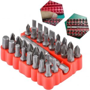 Kal-33pi&egrave;ces T&ecirc;te De Tournevis, Kit De Foret Hexagonal &Agrave; Vis De S&eacute;curit&eacute; Inviolable Avec Support De T&ecirc;te De Foret D'extension Magn&eacute;tique, Accessoires Pour Outils De Forage &Eacute;lectriques -Bo&icirc;te Rouge - Neuf