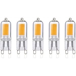 Lot De 5 Ampoules Led G9 2w, Équivalent À Halogènes 25w, Couvercle En Verre, 3000k Blanc Chaud, 250 Lumens, Angle De Faisceau 360°, 80 Ra, Ac 220-240v, Non Dimmable[Amp742308] - Neuf