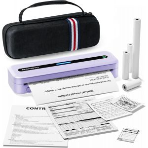 CHECARZHN--NO1-M832 Imprimante Thermique, Imprimante Thermique A4 Sans Encre, Compatible Avec Phones & Laptop, Iimprimante Sans Encre Avec Mallette De Transport Et 4 Rouleaux De Papier Thermique - Neuf