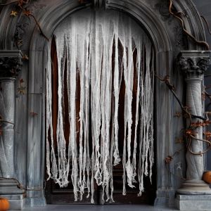Lot De 3 Rideaux De Porte D'halloween 1 X 1,65 M Tissu Effrayant Rideau Décoratif Tissu D'halloween Décoration De Fête Rideaux Horreur Décoration D'intérieur Décoration - Neuf
