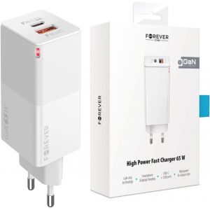 Core Chargeur PD+ QC 3.0 GaN 1 x USB 1 x USB-C 65 W blanc, adaptateur pour MacBook/Pro/Air, iPhone, iPad, Galaxy, Huawei, Xiaomi, Lenovo - Neuf