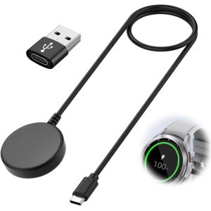 KALANKA-Cable Chargeur Montre pour Galaxy Watch 3/4/ 4 Classic/ 5/5 Pro/ 6/6 Classic/ 7/ Active 2, avec 1 Adaptateur Type-C vers USB-A, 100cm C&acirc;ble USB Remplcmet pour Galaxy Watch (100cm-Noir) - Neuf