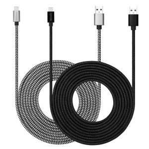 Câble Usb Type C 3m Avec Charge Rapide 3a, Lot De 2 Câbles Usb-C En Nylon Tressé Super Durable Compatible Avec Galaxy S10/S9/S8/Google Pixel/Lg/Oneplus/Moto Et Plus Encore (Noir + Blanc) - Neuf